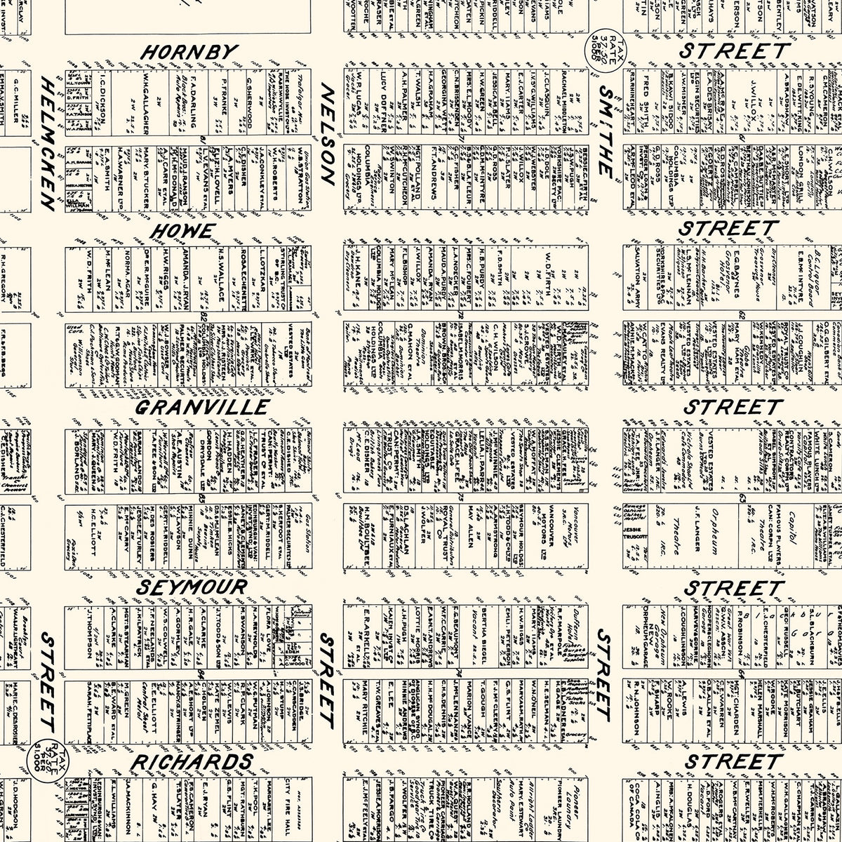 Restored historic details from the 1929 city map of Vancouver