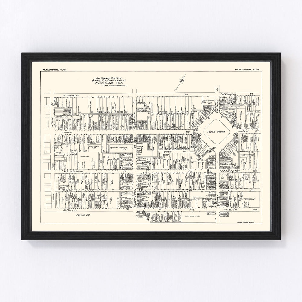 Wilkes-Barre Vintage Map 1929
