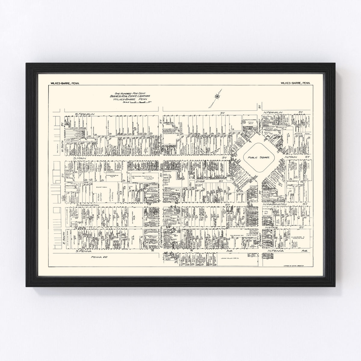Wilkes-Barre Vintage Map 1929