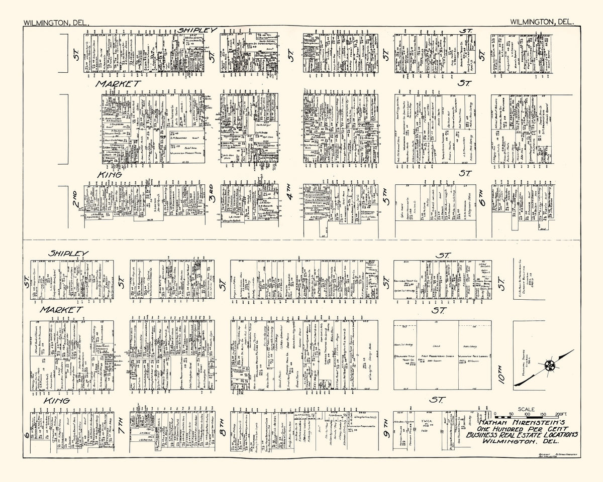 Preview of Vintage Map of Wilmington, DE Business Section 1929