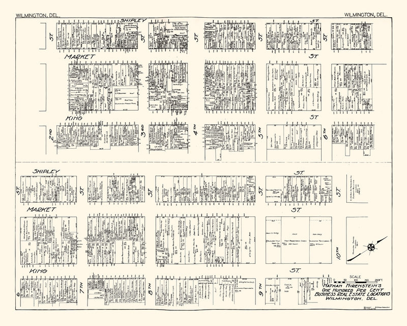 Size comparison using Vintage Map of Wilmington, DE Business Section 1929