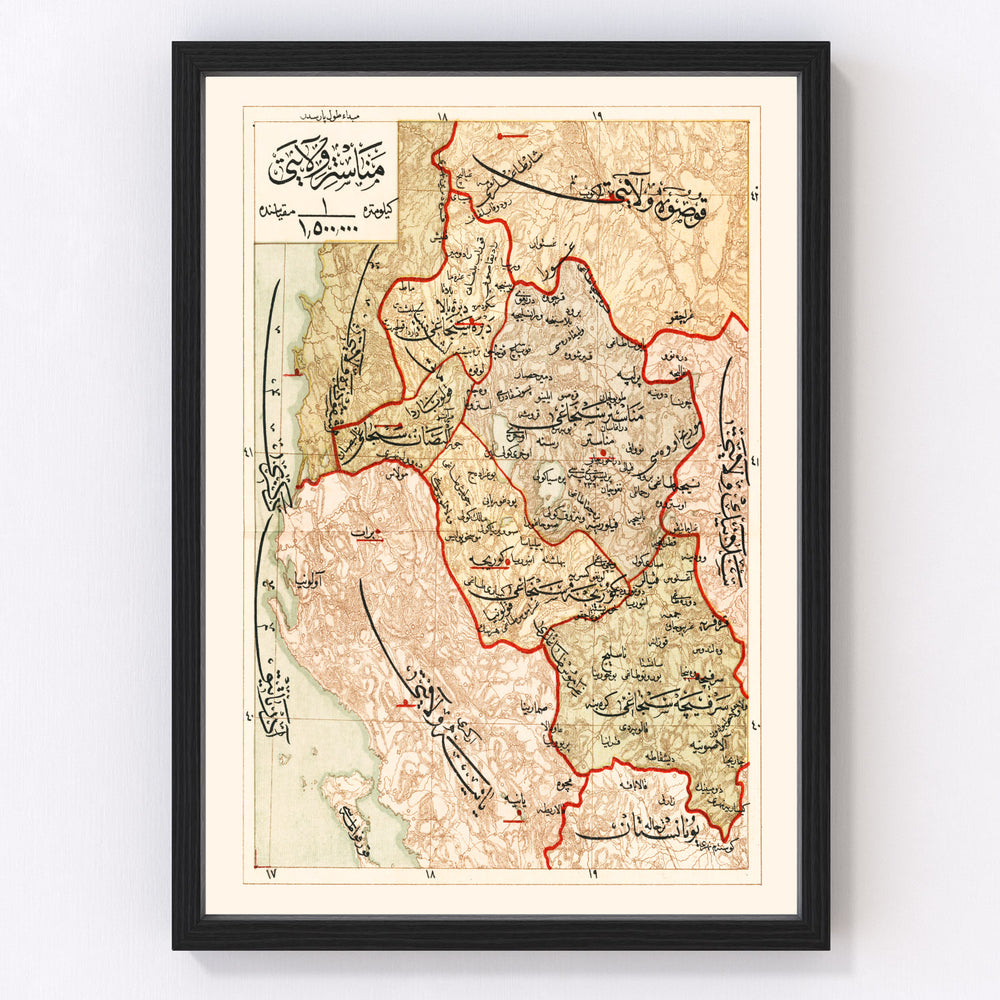 Manastir Region Vintage Map 1909