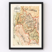 Manastir Region Vintage Map 1909