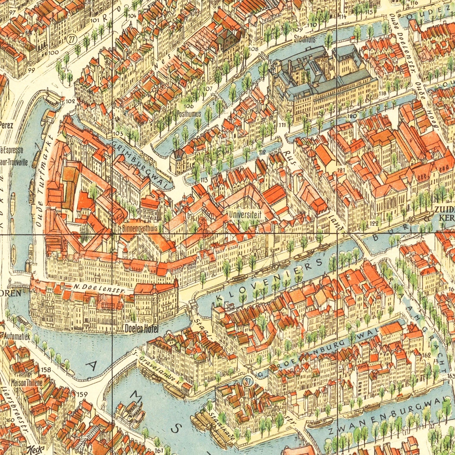 Restored historic details from the 1956 city map of Amsterdam