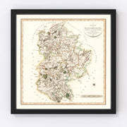 Bedfordshire County England Vintage Map 1801