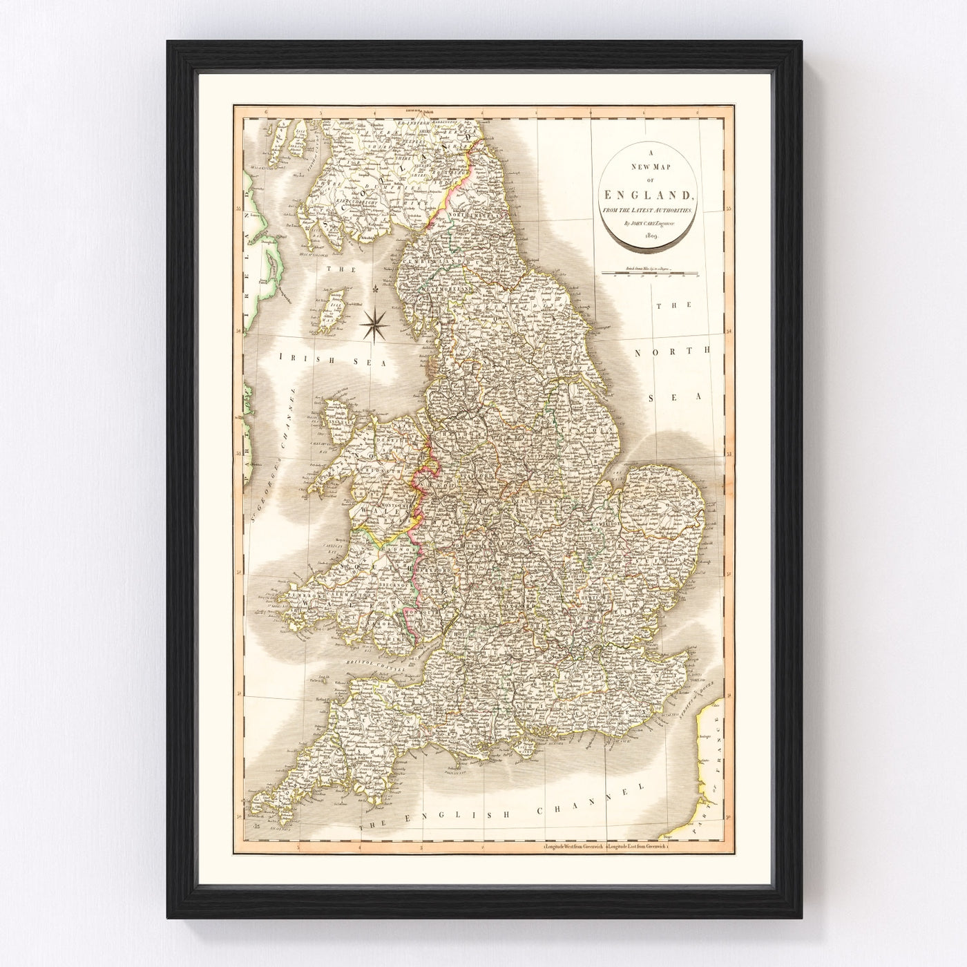 England Vintage Map 1809