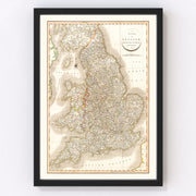 England Vintage Map 1809
