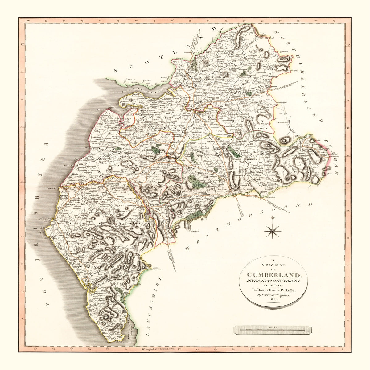 Preview of Vintage Map of Cumberland County England, 1801