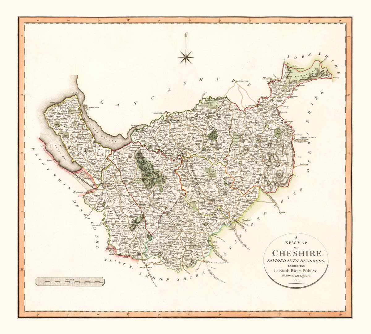 Preview of Vintage Map of Cheshire County England, 1808