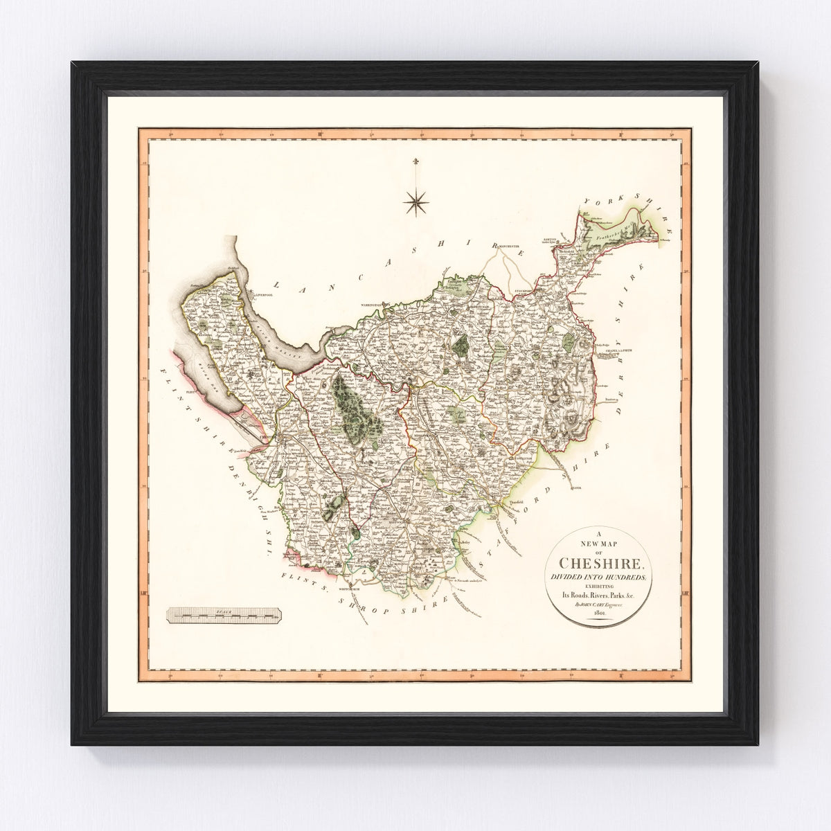 Cheshire County England Vintage Map 1808