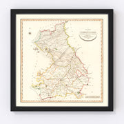 Cambridgeshire County England Vintage Map 1808