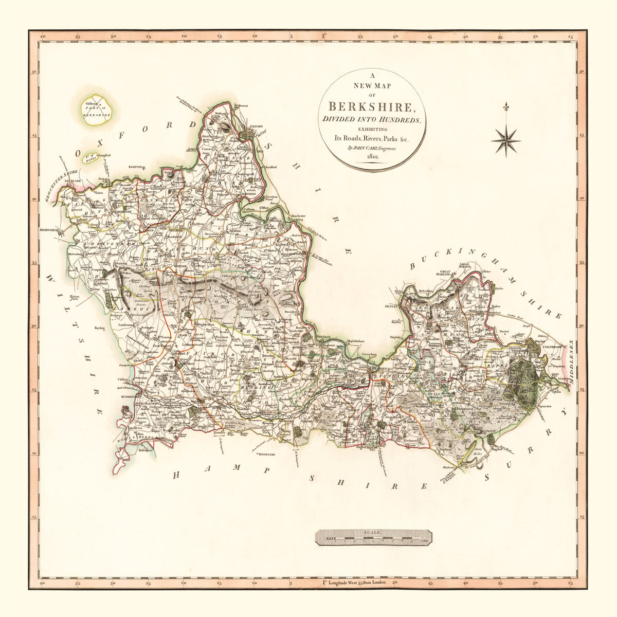 Preview of Vintage Map of Berkshire County England, 1801