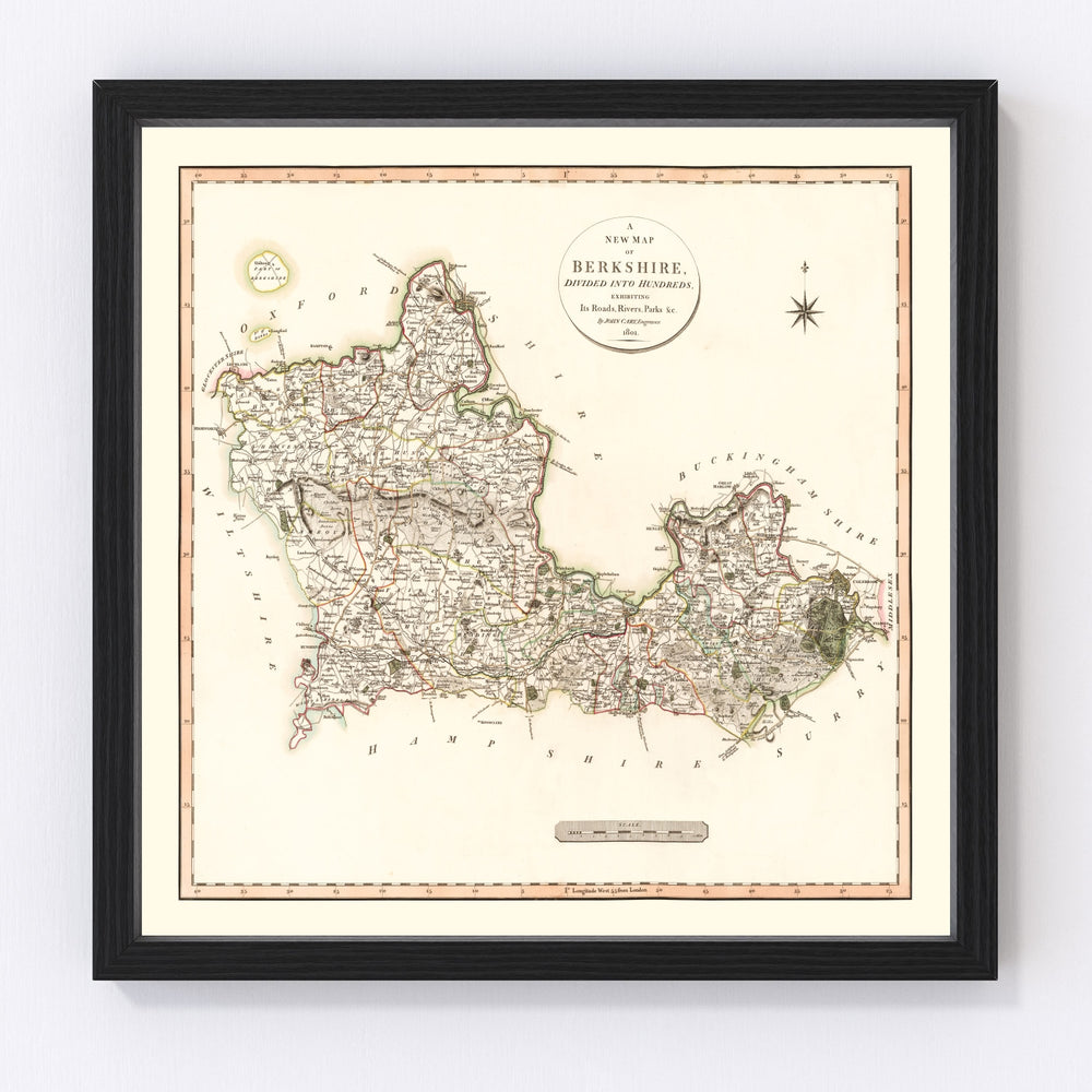 Berkshire County England Vintage Map 1801