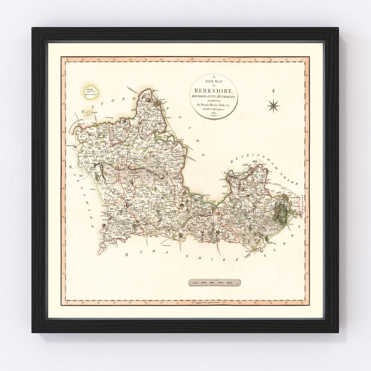 Berkshire County England Vintage Map 1801