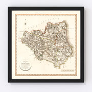 Durham County England Vintage Map 1801