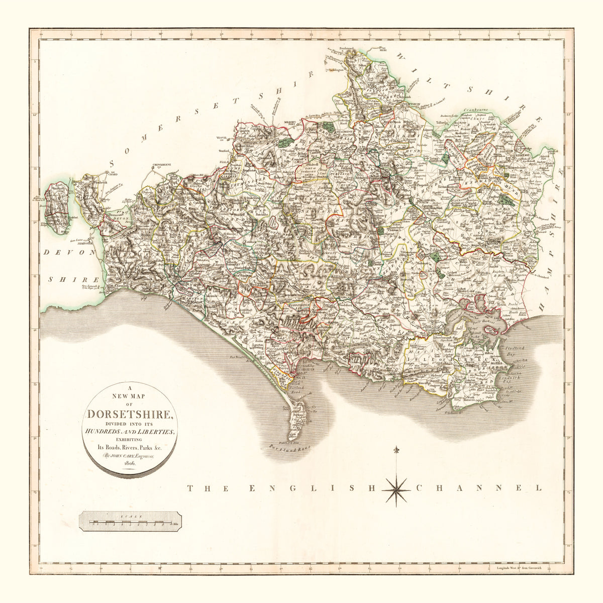 Preview of Vintage Map of Dorsetshire County England, 1806