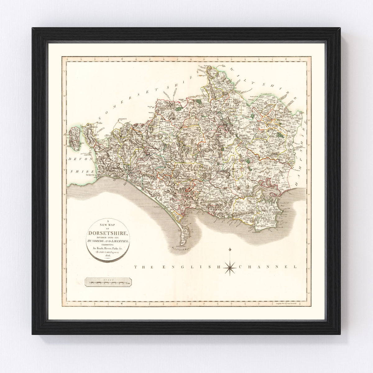 Dorsetshire County England Vintage Map 1806