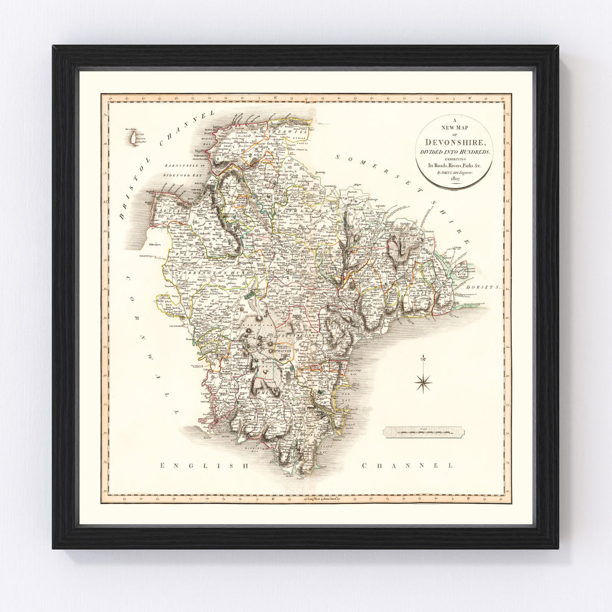 Devonshire County England Vintage Map 1807