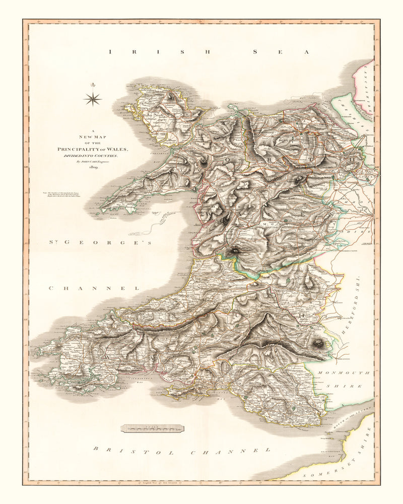 Size comparison using Vintage Map of Wales 1809