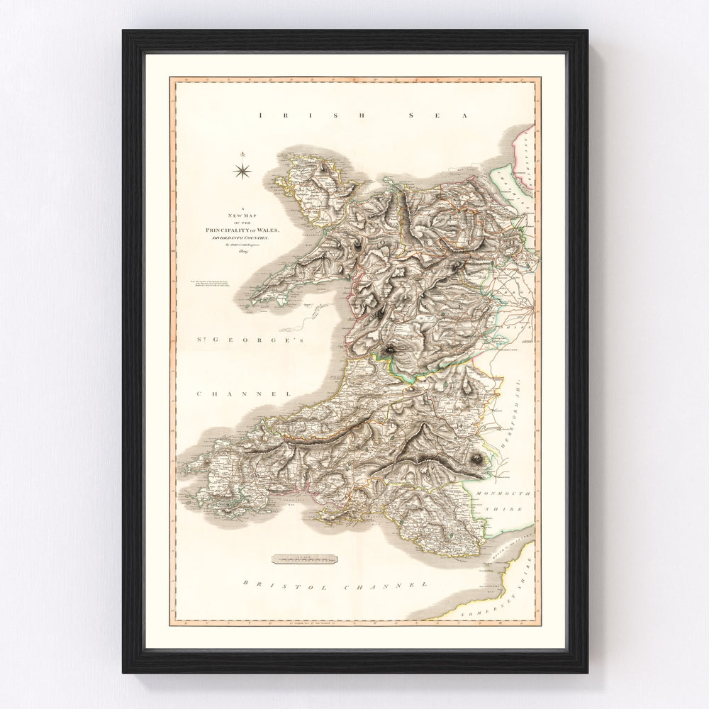 Wales Vintage Map 1809