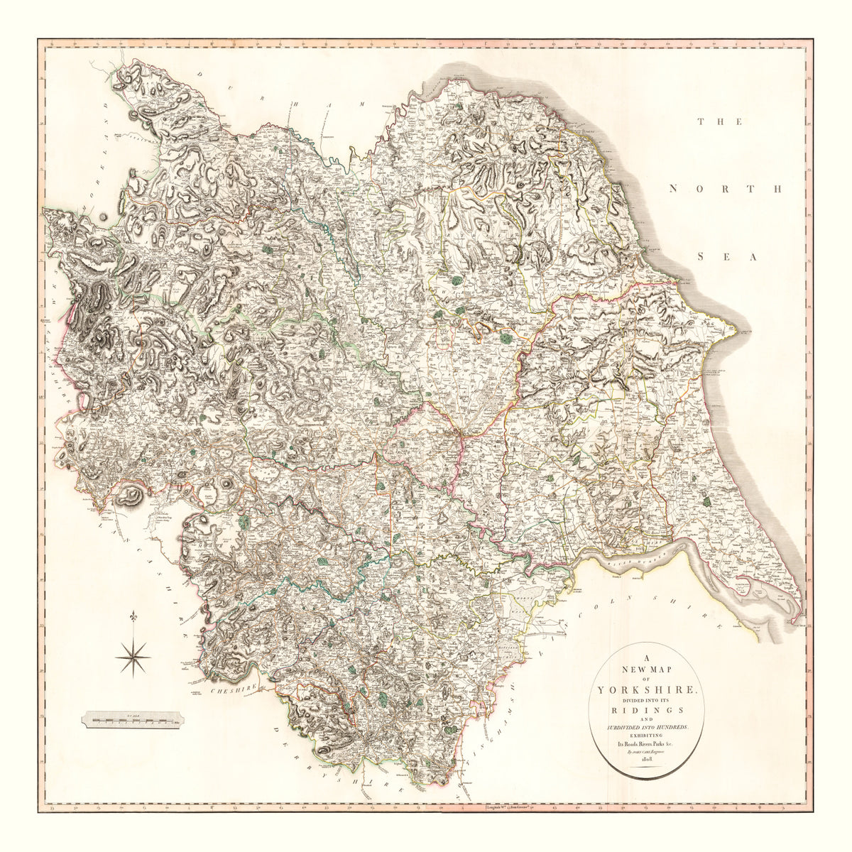 Preview of Vintage Map of Yorkshire County England, 1808