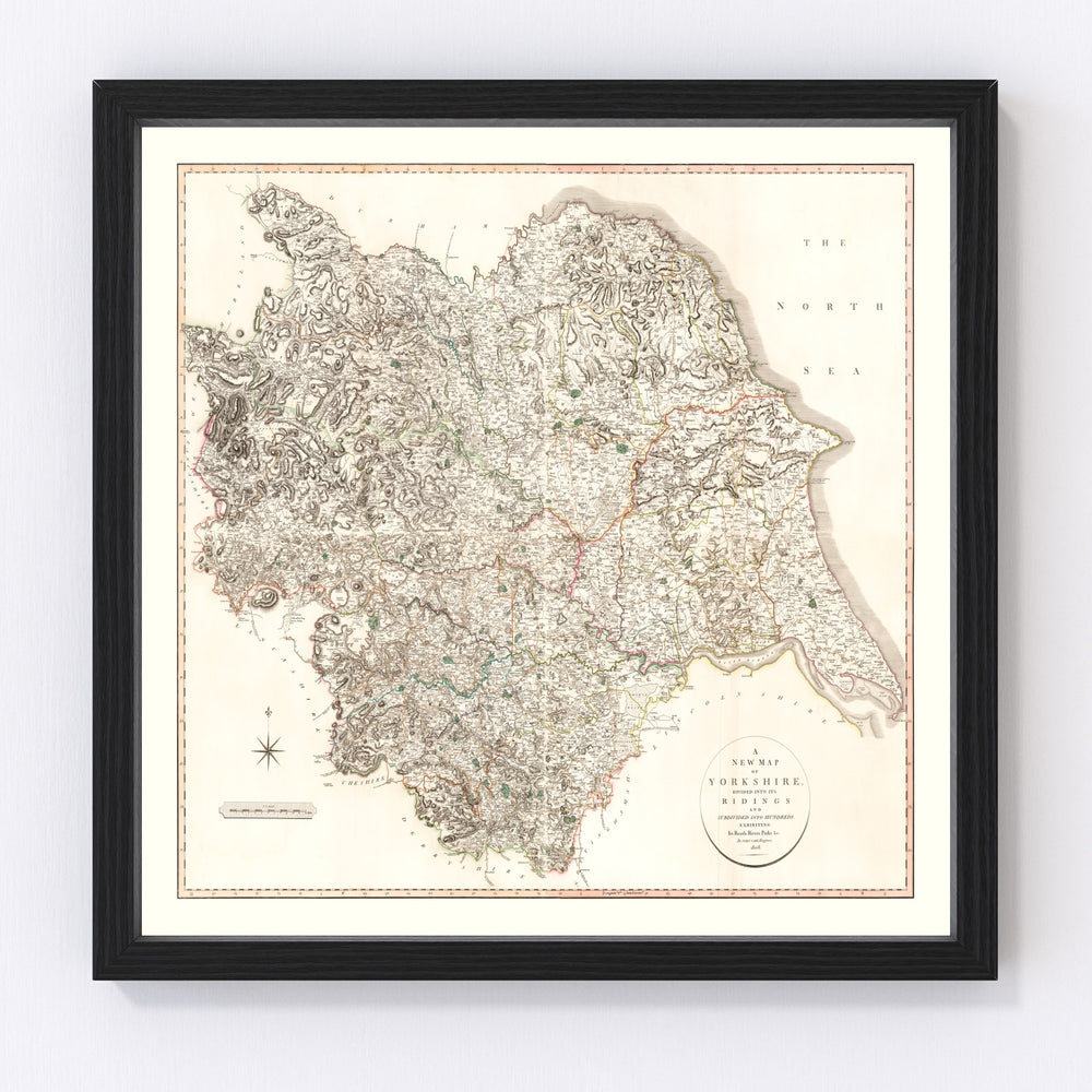 Yorkshire County England Vintage Map 1808