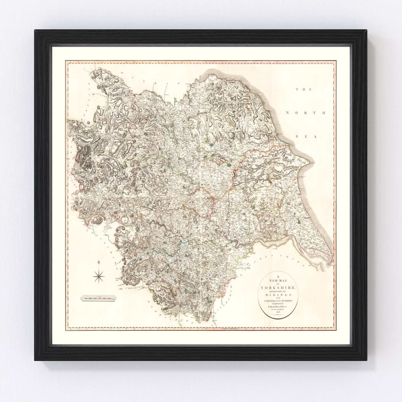 Yorkshire County England Vintage Map 1808