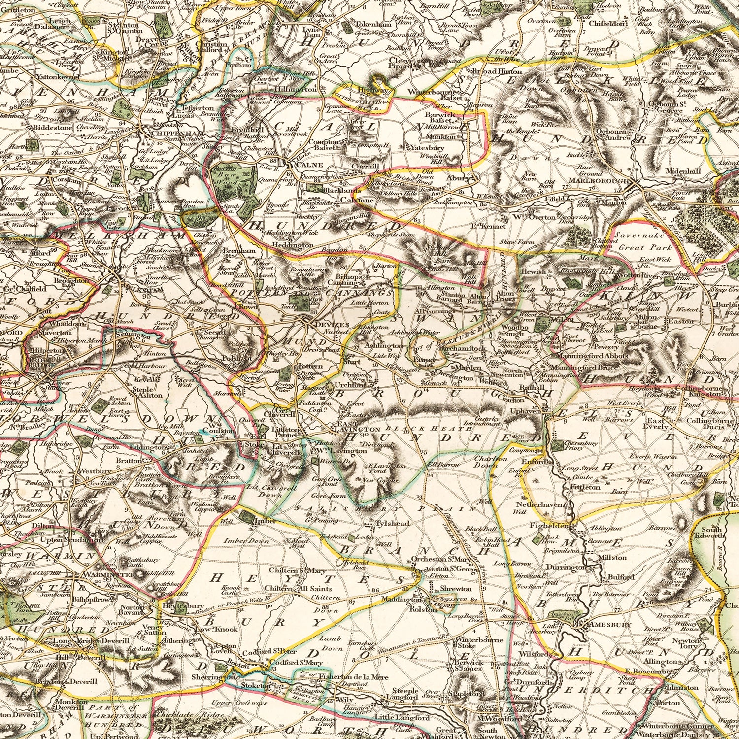 Restored historic details from the 1801 region map of County