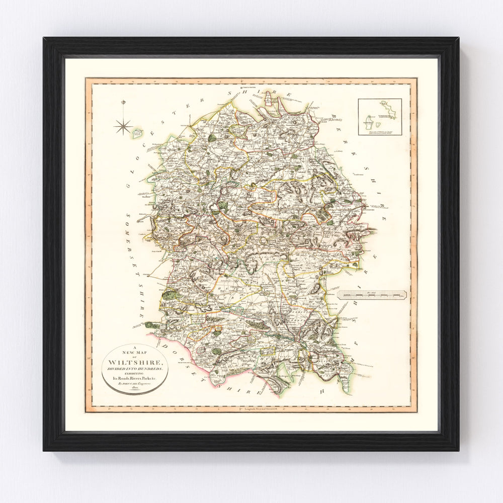 Wiltshire County England Vintage Map 1801