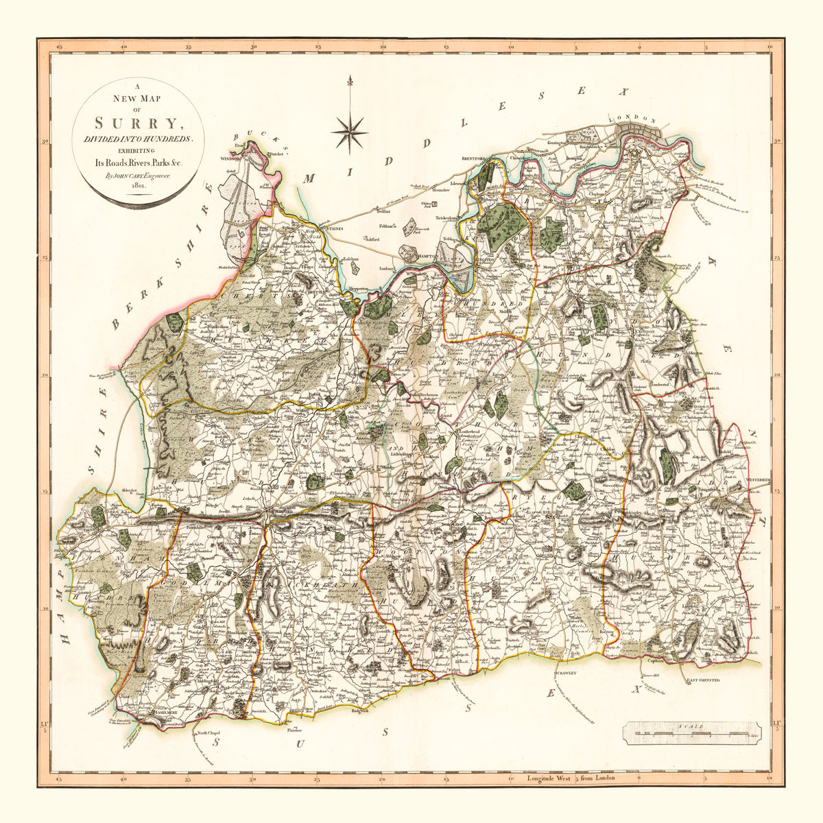 Preview of Vintage Map of Surry County England, 1801