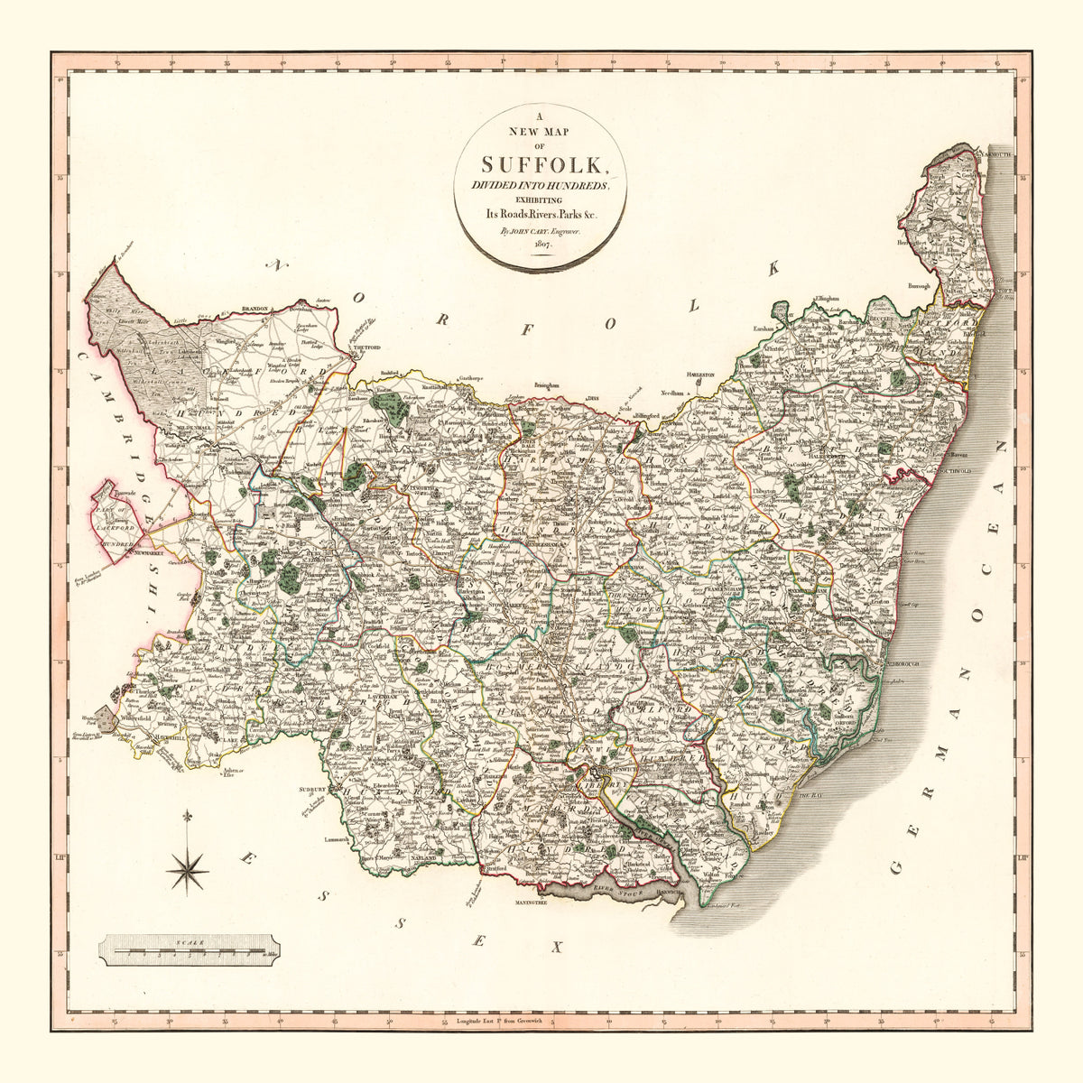Preview of Vintage Map of Suffolk County England, 1807