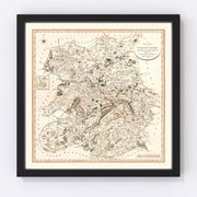 Shropshire County England Vintage Map 1805