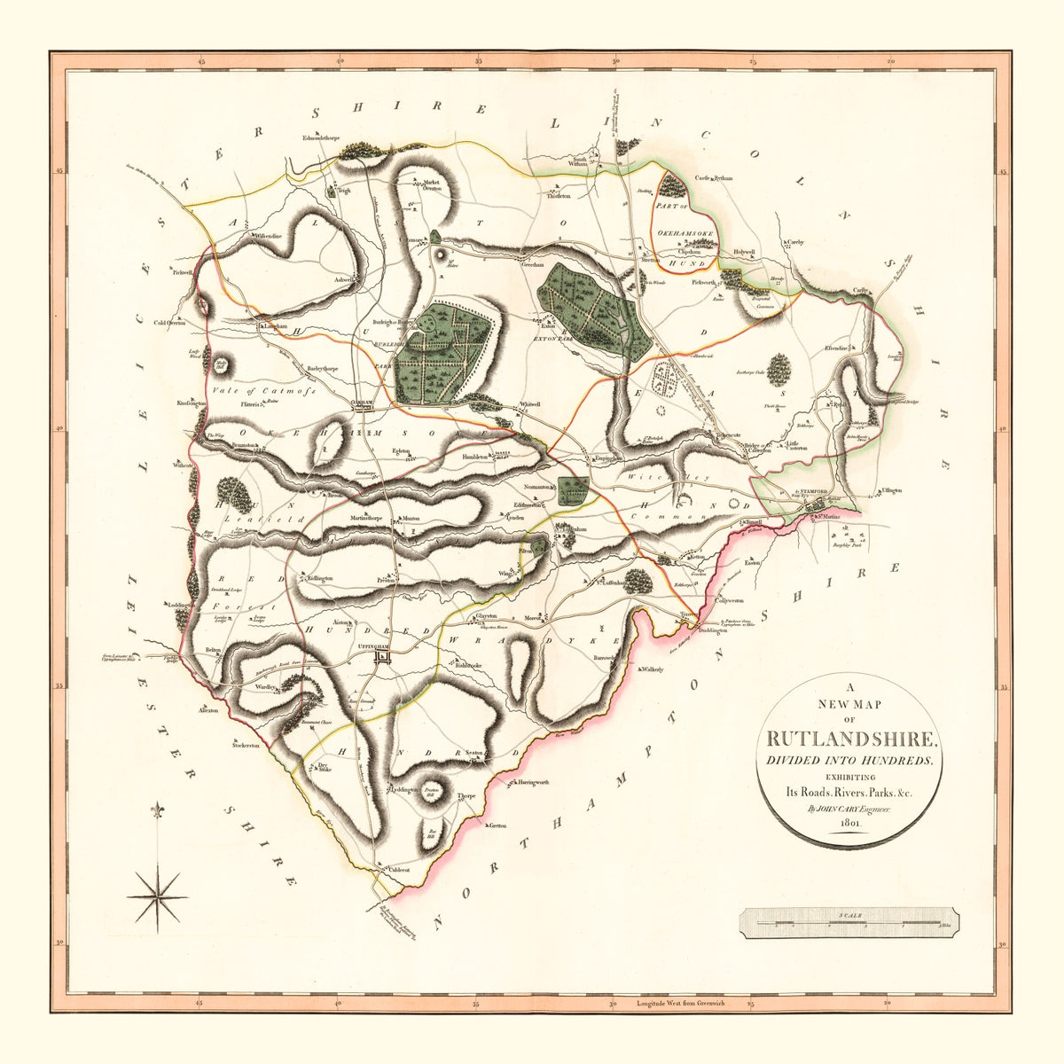 Preview of Vintage Map of Rutlandshire County England, 1801