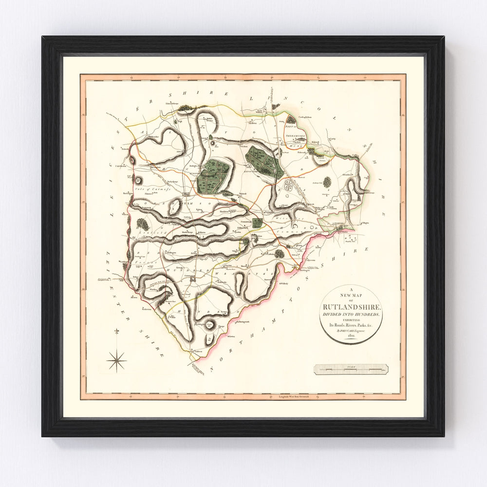 Rutlandshire County England Vintage Map 1801