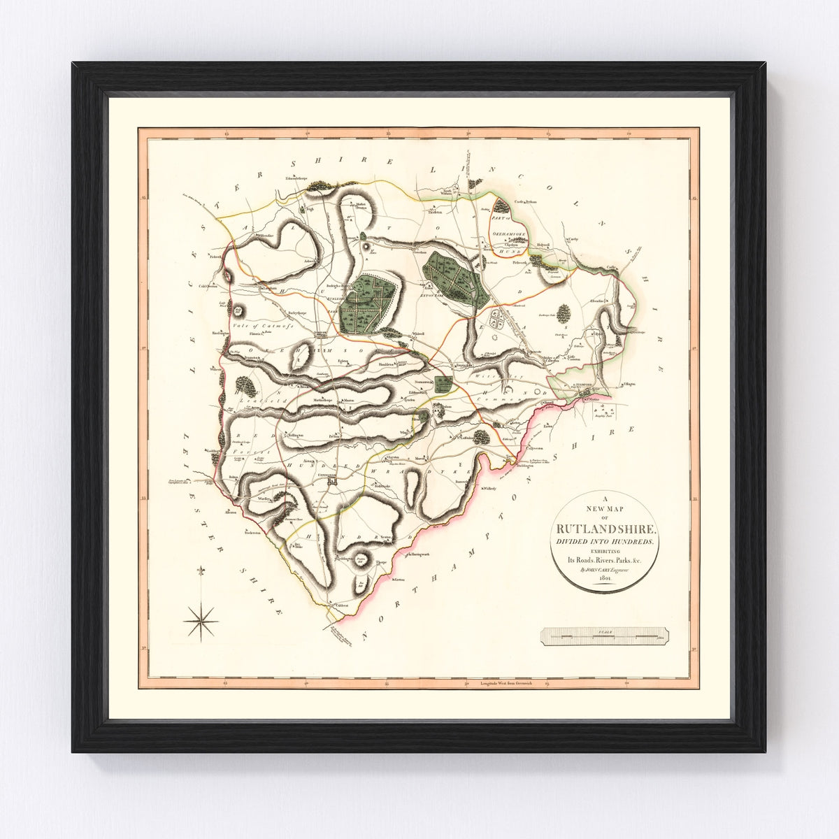Rutlandshire County England Vintage Map 1801
