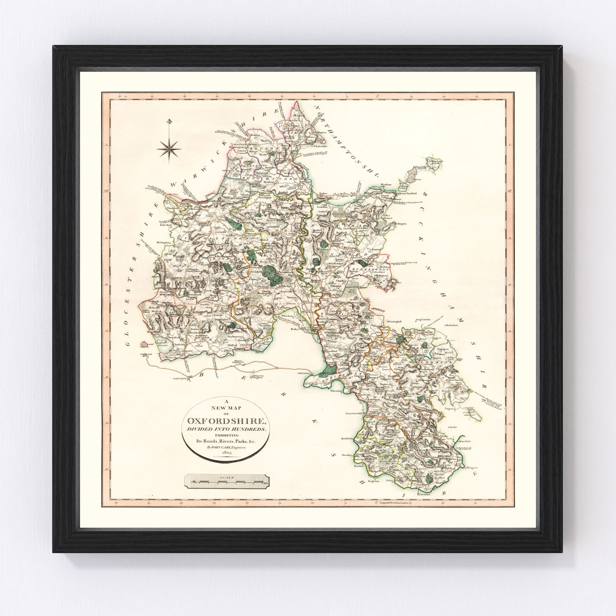 Oxfordshire County England Vintage Map 1805