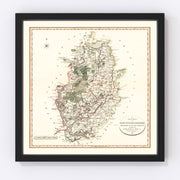 Nottinghamshire County England Vintage Map 1801
