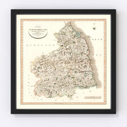 Northumberland County England Vintage Map 1807