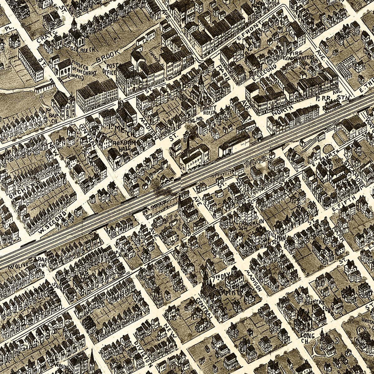 Restored historic details from the 1899 city map of Plainfield, New Jersey