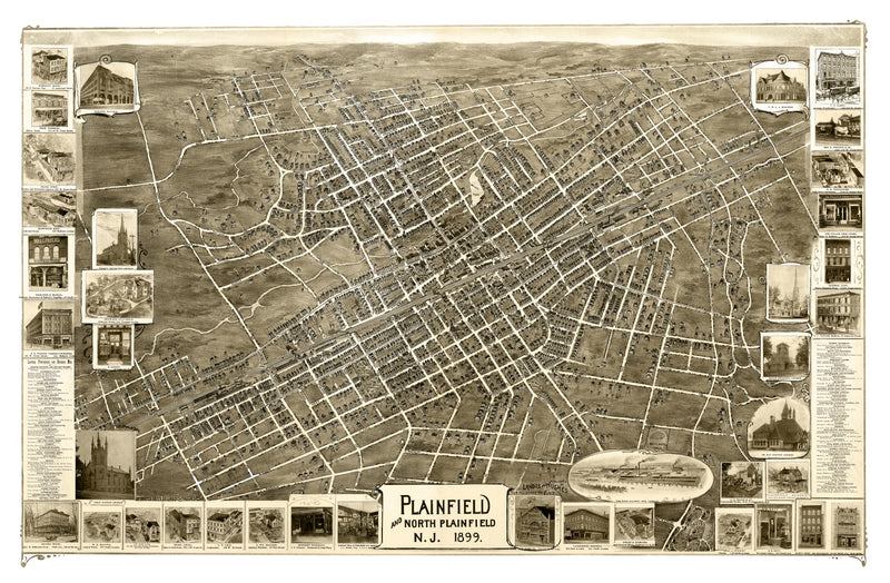 Size comparison using Vintage Map of Plainfield, New Jersey 1899