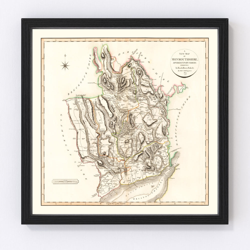 Monmouthshire County England Vintage Map 1809