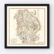 Lincolnshire County England Vintage Map 1801
