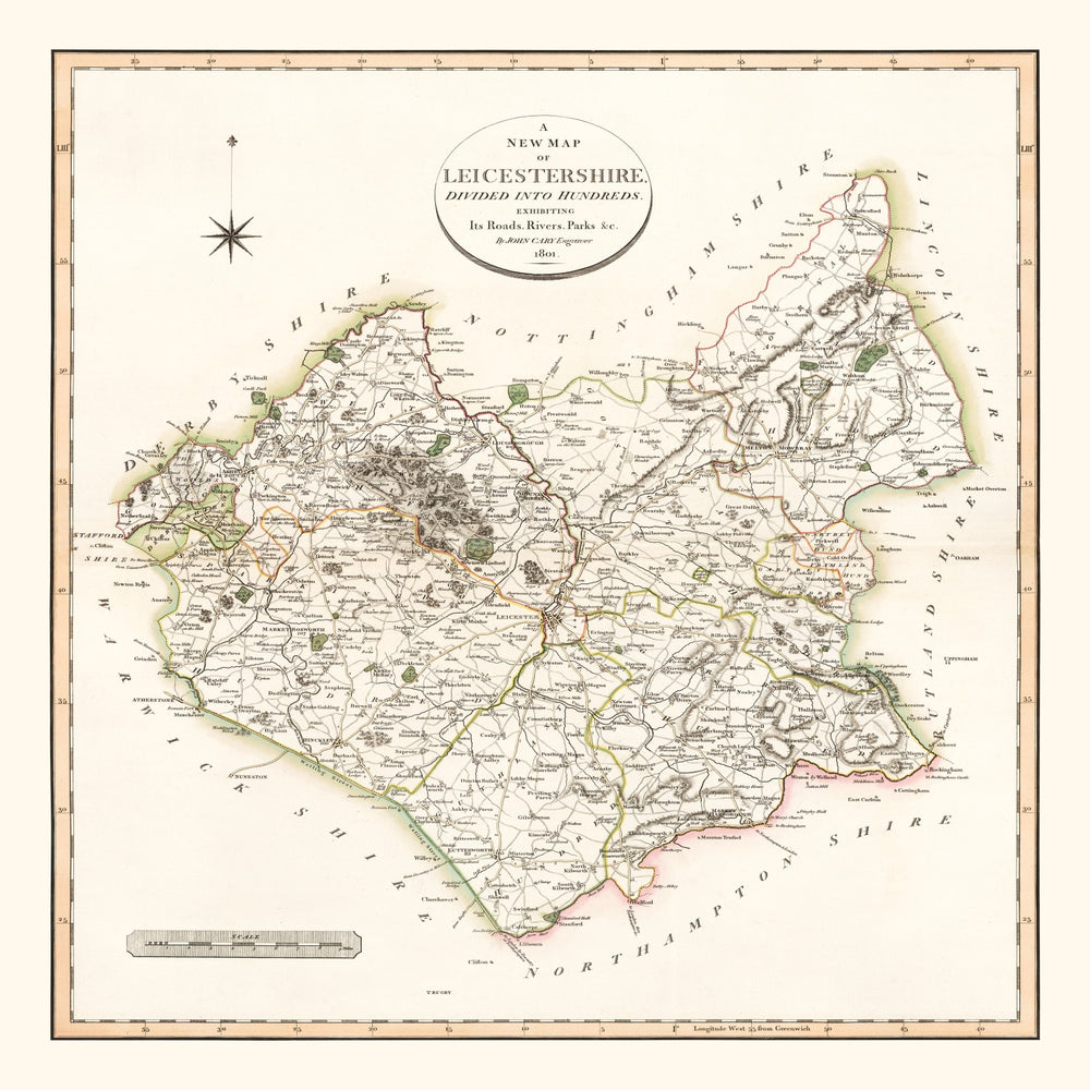 Vintage Map of Lancashire County England, 1806 print style example
