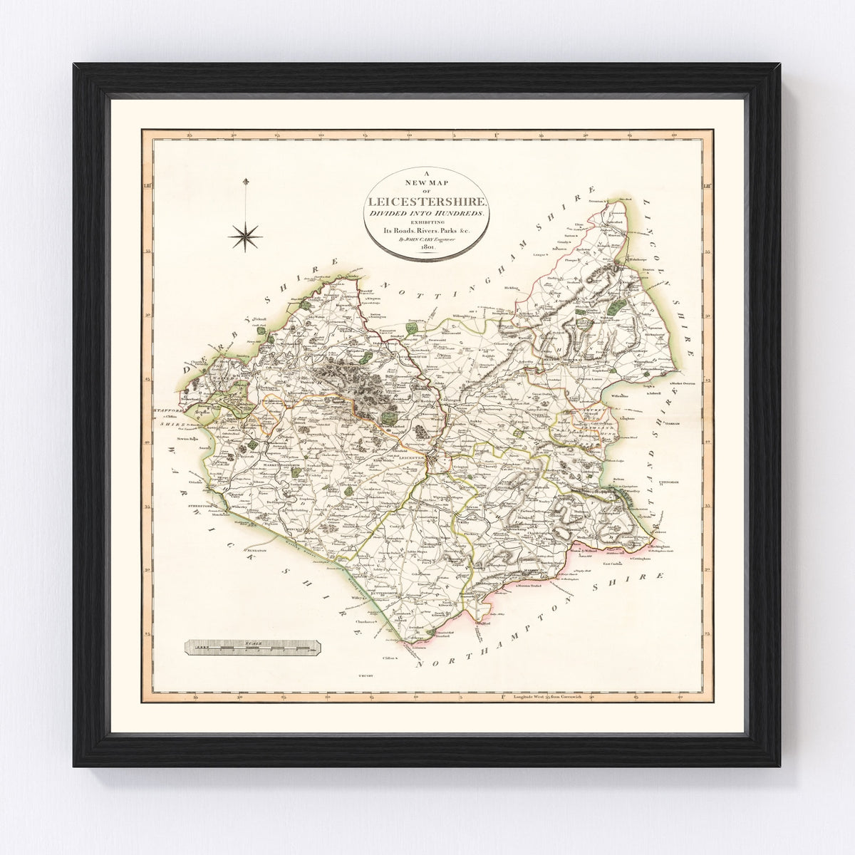Lancashire County England Vintage Map 1806