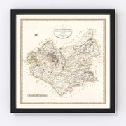 Lancashire County England Vintage Map 1806