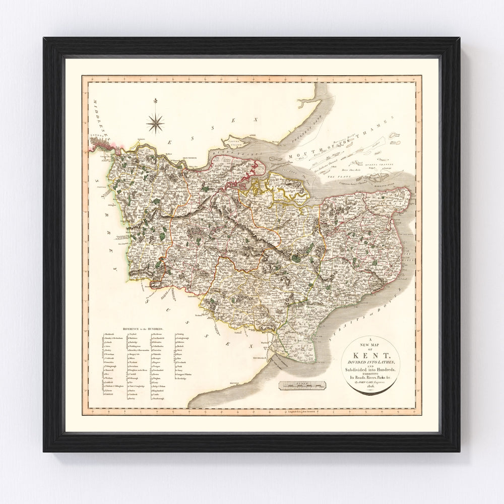 Kent County England Vintage Map 1806