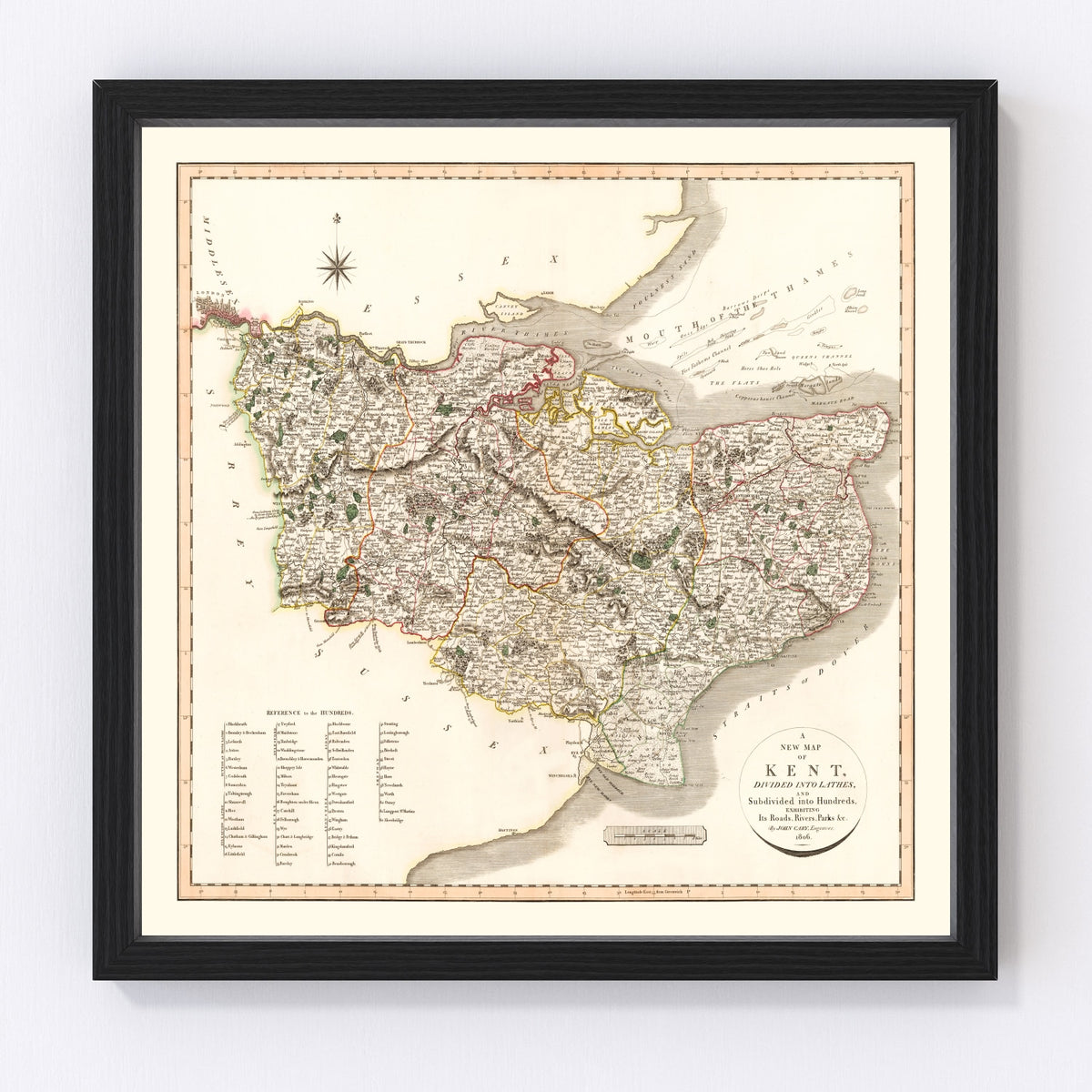 Kent County England Vintage Map 1806