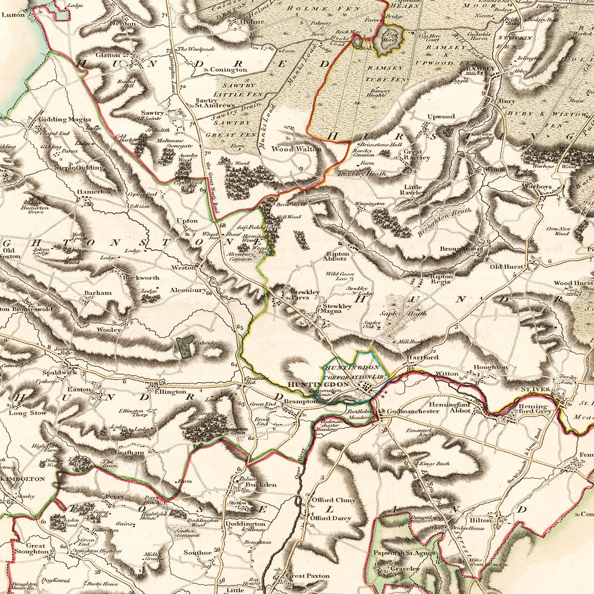 Restored historic details from the 1801 region map of County