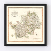 Hertfordshire County England Vintage Map 1801
