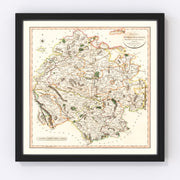 Herefordshire County England Vintage Map 1801